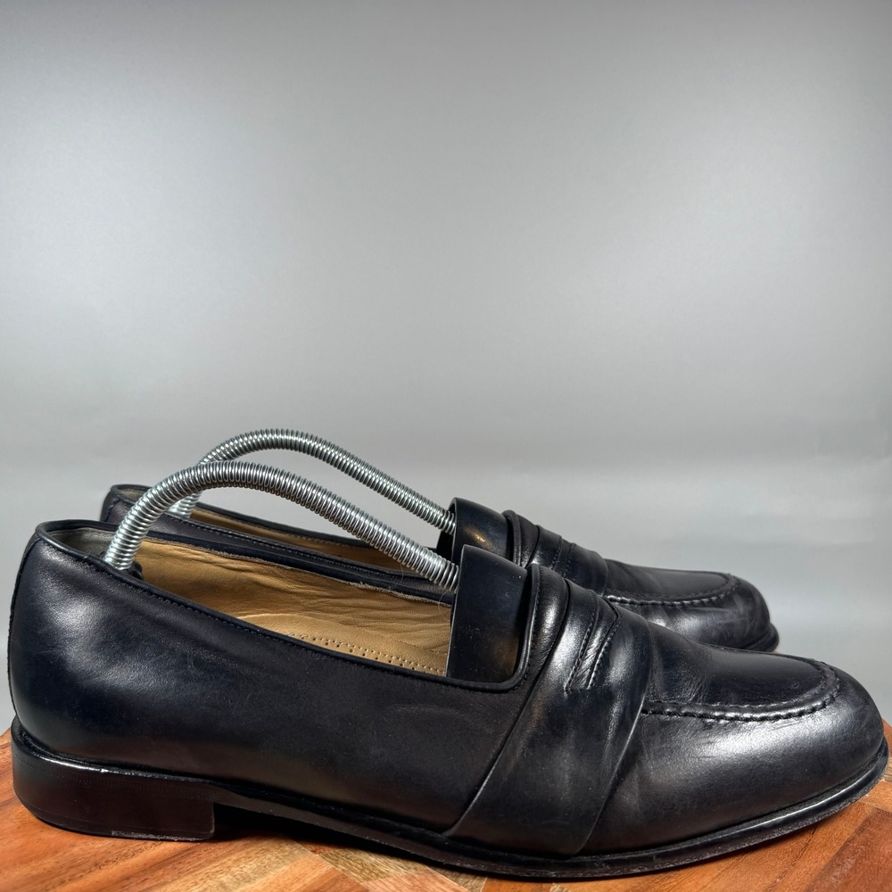 Zelli Mens Black Leather Handcrafted Italy Penny Loafers F1 203 Size 10.5 M